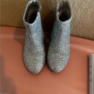 Sparkling Silver toddler rhinestone Ankle Boots